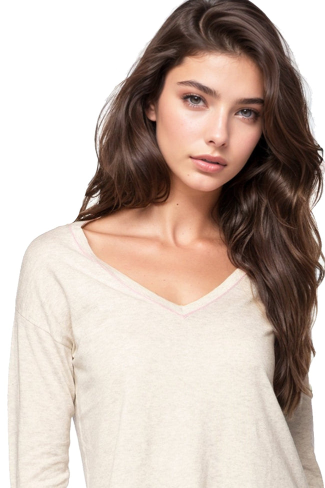 Subtle Luxury Sweater Zen Blend Julia Contrast Sleeve Pullover Sweater