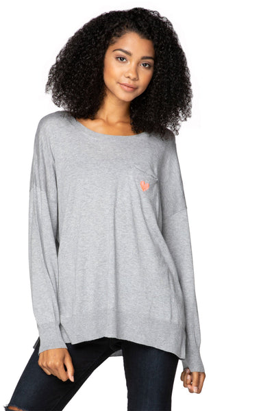 Subtle Luxury Sweater Zen Patricia Pocket Pullover with Heart Embroidery