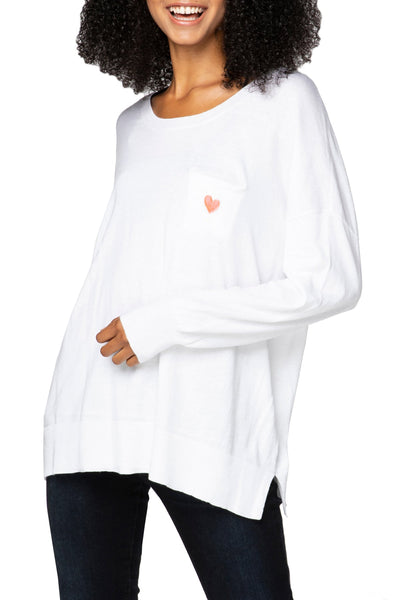 Subtle Luxury Sweater Zen Patricia Pocket Pullover with Heart Embroidery