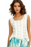Subtle Luxury Tanks M/L / White / Cluny Lace Almost Vintage Boho Crochet-Look Lace Tank