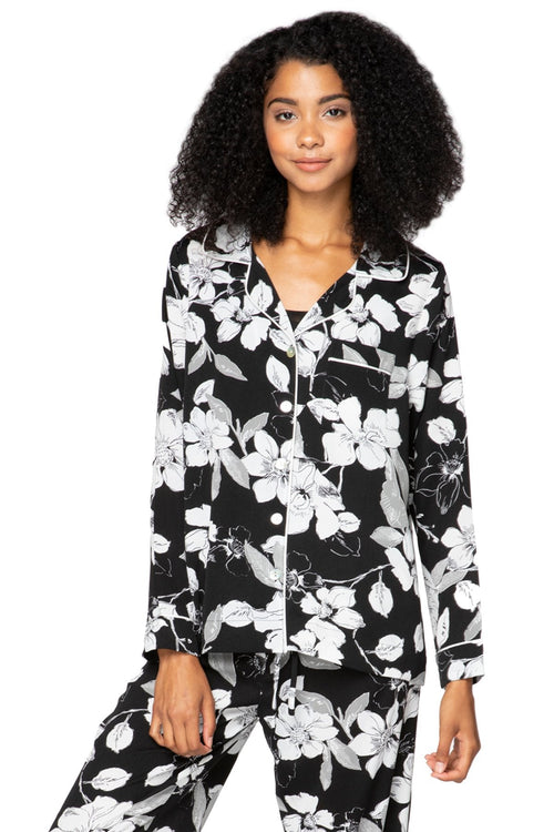 Subtle Luxury Top Bed to Brunch Piper PJ Set / S/M / Black Piper PJ Top/Pant Set| Shadowed Petals Print | Subtle Luxury