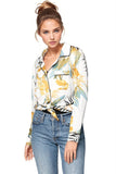 Subtle Luxury Top Bed to Brunch Piper Shirt / S/M / White Bed to Brunch Piper Shirt | Tropical Garden Print | Subtle Luxury
