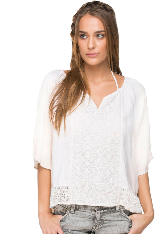 Subtle Luxury Top Castaway Open Neck Twill Top in Ombre Dip Dye