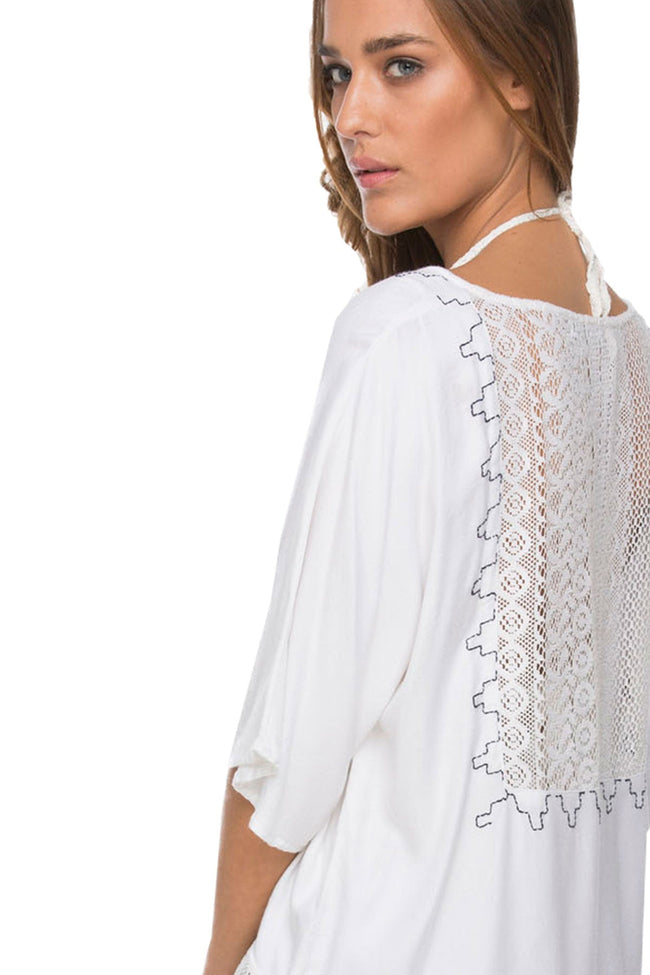 Subtle Luxury Top Castaway Open Neck Twill Top in Ombre Dip Dye