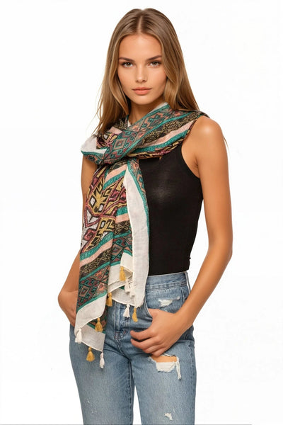 Sunland Park Print Sheer Sarong Wrap Scarf - Subtle Luxury
