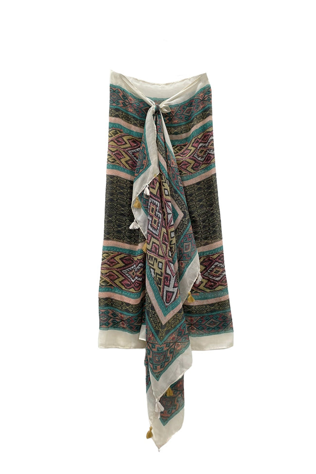 Sunland Park Print Sheer Sarong Wrap Scarf - Subtle Luxury