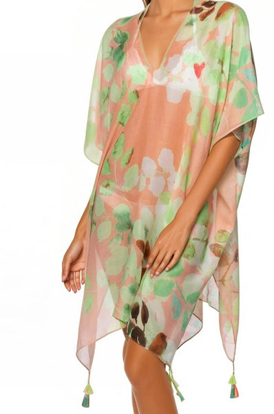 Sweet Pea Orange & Lime Print V - Neck Coverup Dress - Subtle Luxury