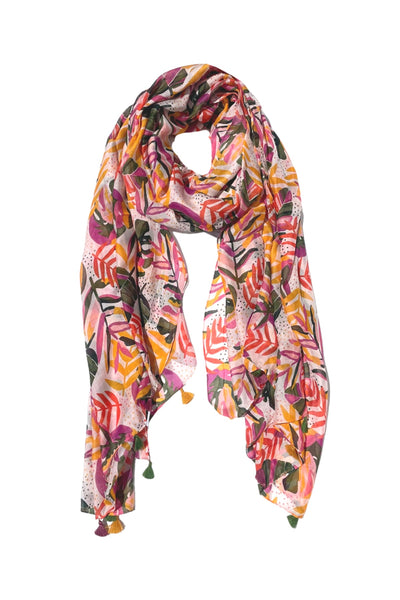 Tahiti Leaf Print Luxury Sarong Wrap Scarf - Subtle Luxury