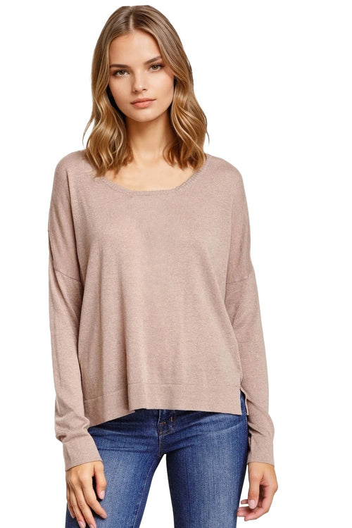 Tencil ™ Cashmere Blend Drape Back Crop Crewneck Sweater - Subtle Luxury