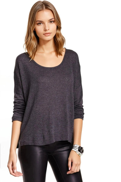 Tencil ™ Cashmere Blend Drape Back Crop Crewneck Sweater - Subtle Luxury