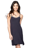 V - Neck Knit Slip Dress with Mesh Lace Detail - Subtle Luxury