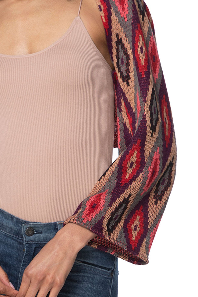 Vintage Knit Diamond Stripe Shrug - Subtle Luxury