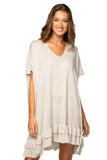 Zen Blend Cathy V - Neck Ruffle Sweater Knit Dress - Subtle Luxury
