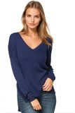 Zen Blend Emma Textured V - neck Pullover Sweater - Subtle Luxury