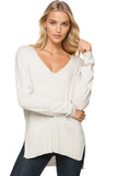 Zen Blend Emma Textured V - neck Pullover Sweater - Subtle Luxury