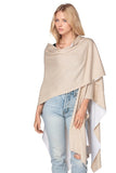 Zen Blend Hoodie One Size / Oatmeal-White Zen Blend Reversible Poncho Wrap Sweater