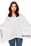 Zen Blend Poncho Sweater One Size / Fog-Black | Free Spirit + Wanderlust Zen Blend Poncho Convertible Wrap with Embroidery