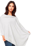 Zen Blend Poncho Sweater One Size / Fog-White | Namaste + Shanti Zen Blend Poncho Convertible Wrap with Embroidery