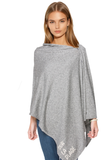 Zen Blend Poncho Sweater One Size / Nickel Grey | Sur La Plage Zen Blend Poncho Convertible Wrap with Stitched Embroidery Sayings