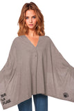Zen Blend Poncho Sweater One Size / Root Brown | Sur La Plage Zen Blend Poncho Convertible Wrap with Embroidery