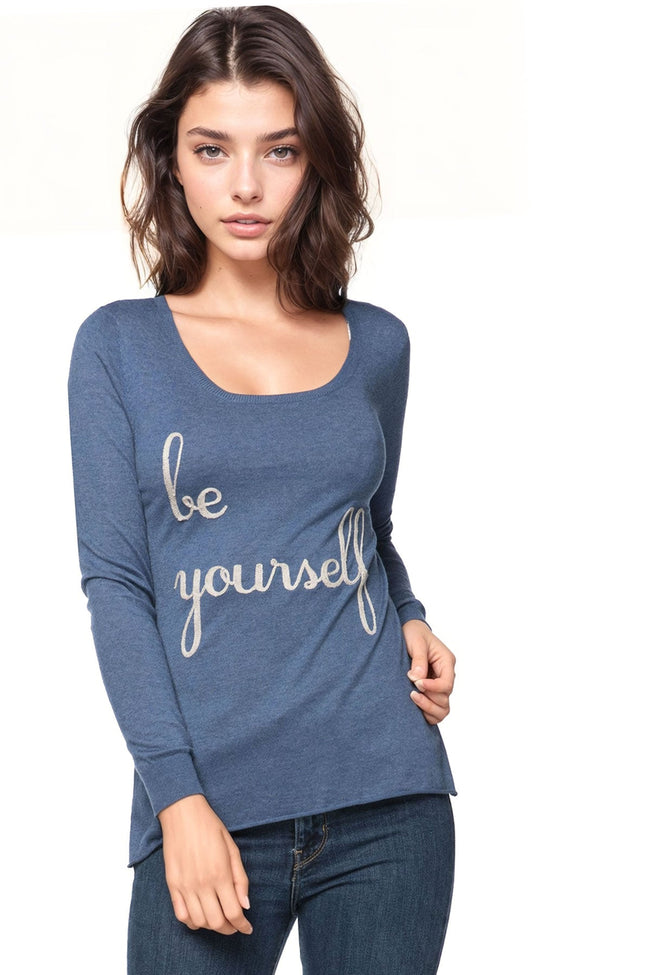 Zen Blend Sweater S/M / Batik / be yourself Zen  Crewneck Sweater with "be yourself" Embroidery Stitch
