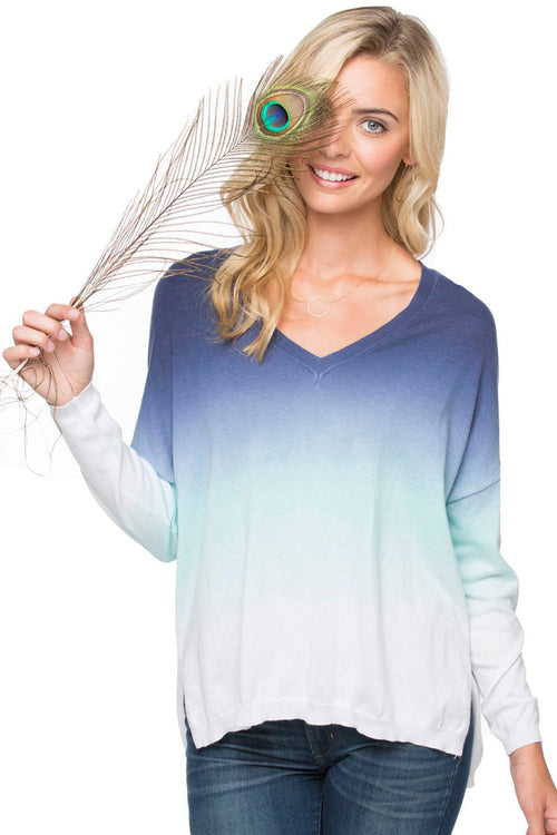 Zen Blend Sweater S/M / DD-Nightfall Zen Deep V Pullover Sweater Dip Dyed Knit