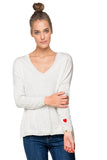 Zen Blend Sweater S/M / Heart embroidery-Surf Zen Deep V Pullover Sweater Knit