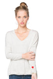 Zen Blend Sweater S/M / Heart embroidery-Surf Zen Deep V Pullover Sweater Knit