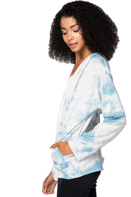 Reese Hoodie Sweater in Zen Blend Knit in White and Oatmeal