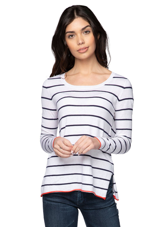 Zen Blend Sweater XS/S / White-Blue Stripe / Zen Blend Zen Stripe White and Navy  Crewneck Knit Sweater