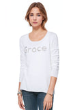 Zen Blend Sweater XS/S / White / Grace Zen Blend Crewneck Sweater with Stitched Embroidery on Sale Now