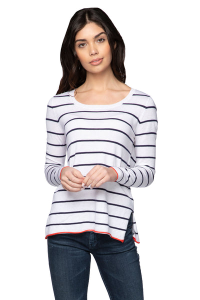 Zen Blend Sweater XS/S / White w/Stripes / None Zen Blend Luxury Favorite Scoop Crewneck Sweater