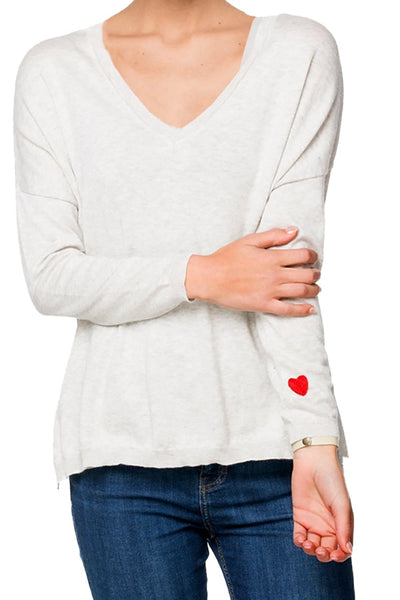 zen-blend-sweater-zen-deep-v-pullover-sweater-knit-t grey with red heart