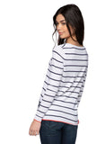 Zen Blend Sweater Zen Stripe White and Navy  Crewneck Knit Sweater