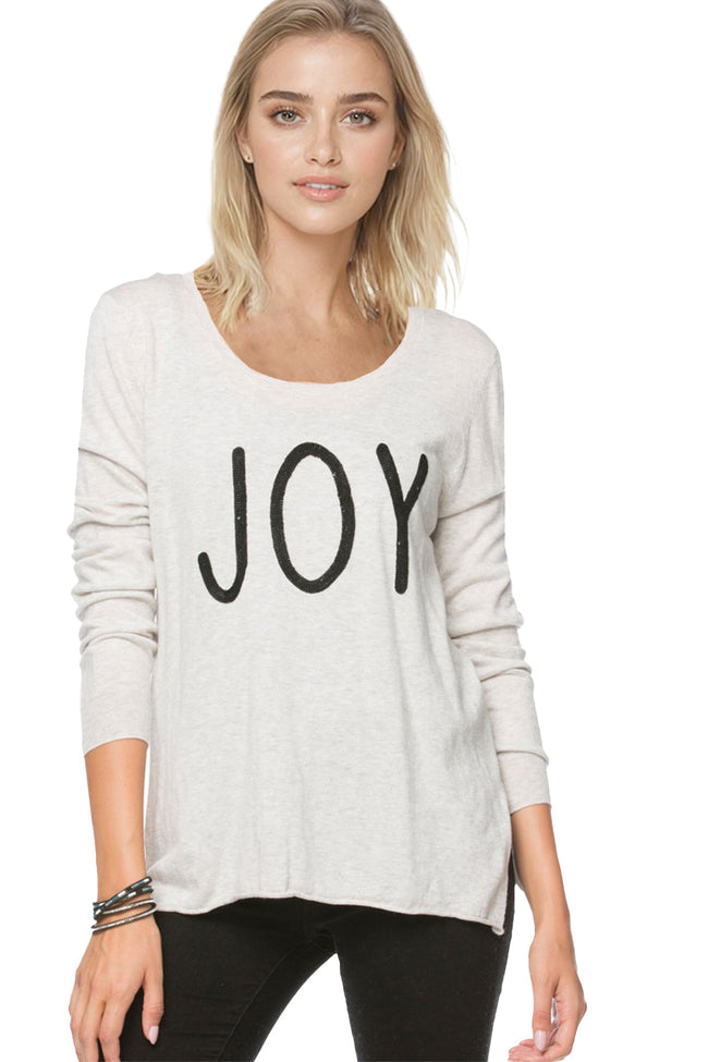 Zen Scoop Crewneck Sweater with Embroidery Stitch Detail - Subtle Luxury