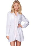 Ziggy Button Down Embroidery Shirt Dress in Washed Cotton - Subtle Luxury