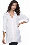 Ziggy Button Down Embroidery Shirt Dress in Washed Cotton - Subtle Luxury