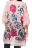Coverup Bell Sleeve Coverup Print Kimono with Touch of Metallic pink