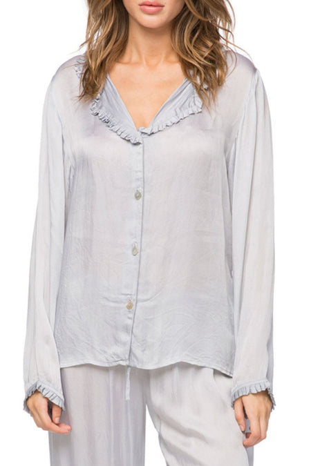 Jade Rayon Shirt in Ivory Solid