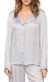Loungerie by Subtle Luxury Pajama Top Charlotte Satin PJ Top / XS/S / Lt. Grey Charlotte Satin PJ Top in Solid Satin