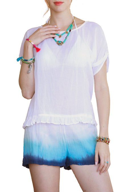 Loose Lace Dip Dye Tee Effortless Style, Washed-Lived Look