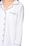 Cotton Chambray Night Shirt in White - Mini Blue Dot Print - Subtle Luxury