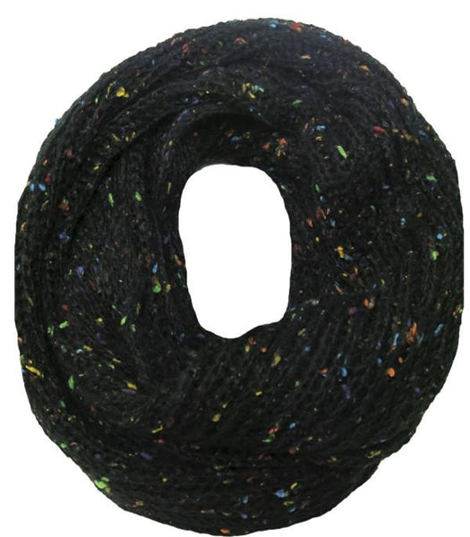Hand Knit Funfetti Circle Scarf in Black by Spun - Subtle Luxury
