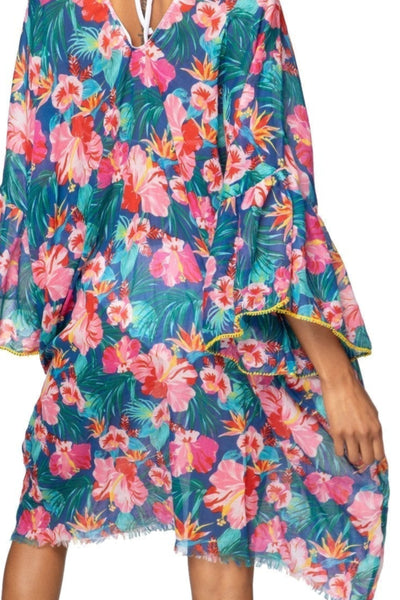 Pool to Party Kaftan One Size / Multi / 100% Cotton Lorelei Floral Print |  Bell Kaftan