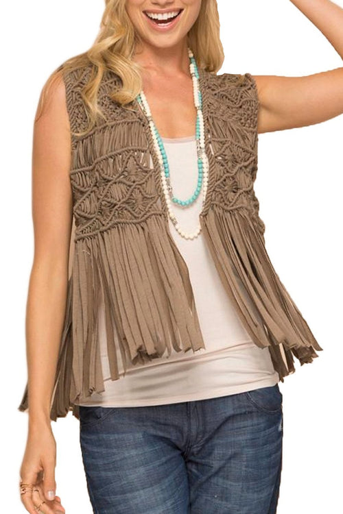 Macrame Vest with Fringe - Subtle Luxury