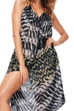 Pool to Party Maxi One Size / Black / 100% Polyester Maxi Halter Sun Dress - In the Matrix Print