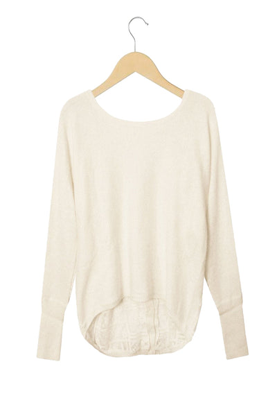 Mixed Media | Crew to V Neck Reversible Sweater in Froth - Subtle Luxury