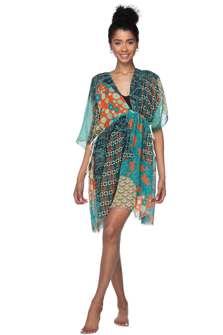 Colorful Spring Print V-Neck Sun Dress