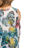 Open Shoulder Dress in Butterfly Garden - Subtle Luxury