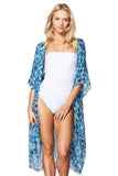 Pool to Party Kimono One Size / Blue / 50% Cotton/50% Modal Oceanus Luxury Print Kimono Coverup